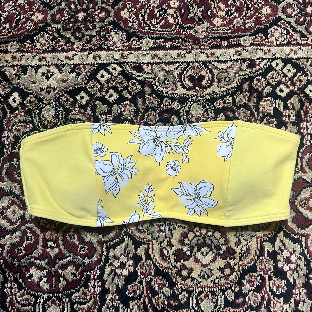 Abercrombie & Fitch Yellow Floral Bandeau Top